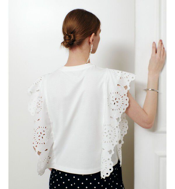 LOULOU WILLOUGHBY「【LOULOU WILLOUGHBY】スカラレーストリミングＴシャツ」|Tシャツ・カットソー|
