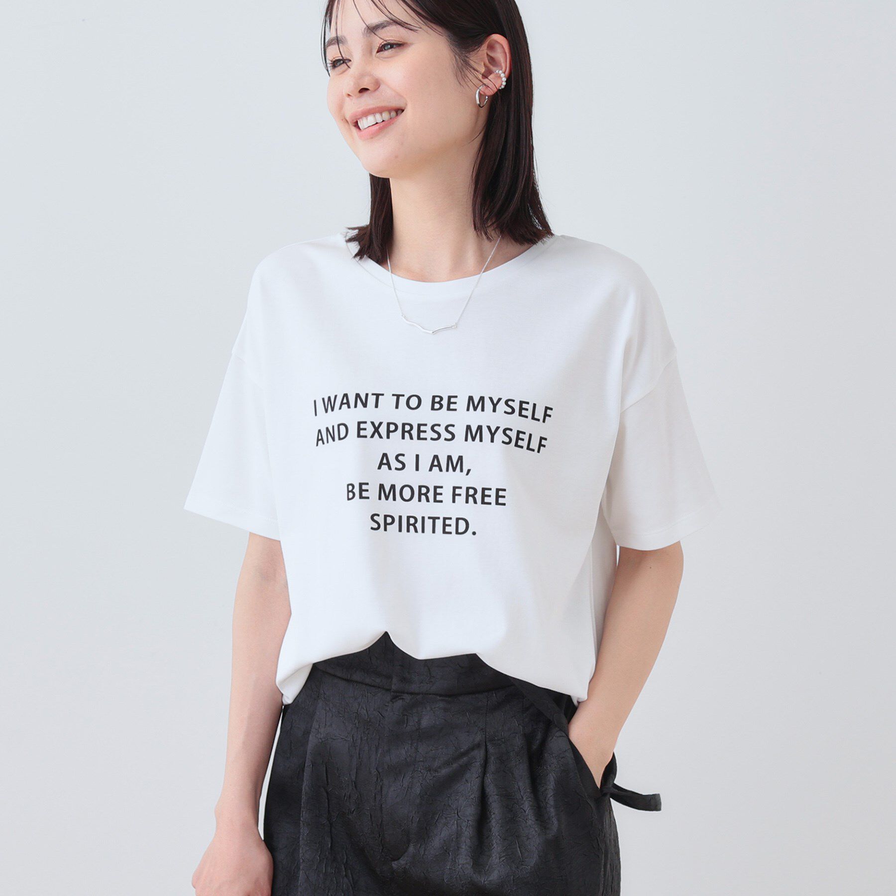 INDIVI「【洗える】ベーシックプリントTシャツ」|Tシャツ・カットソー|ホワイト(001)