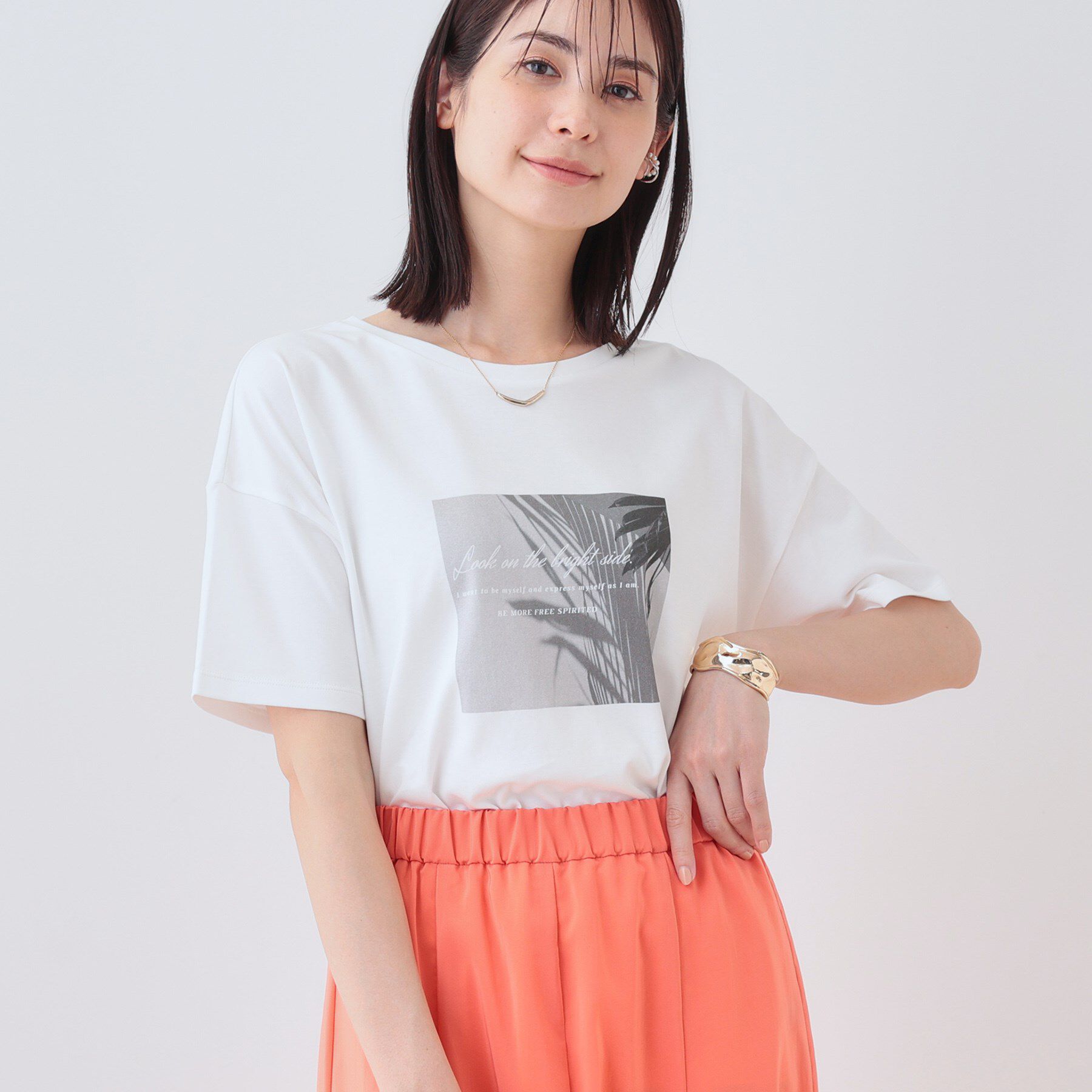INDIVI「【洗える】ベーシックプリントTシャツ」|Tシャツ・カットソー|ホワイト(101)