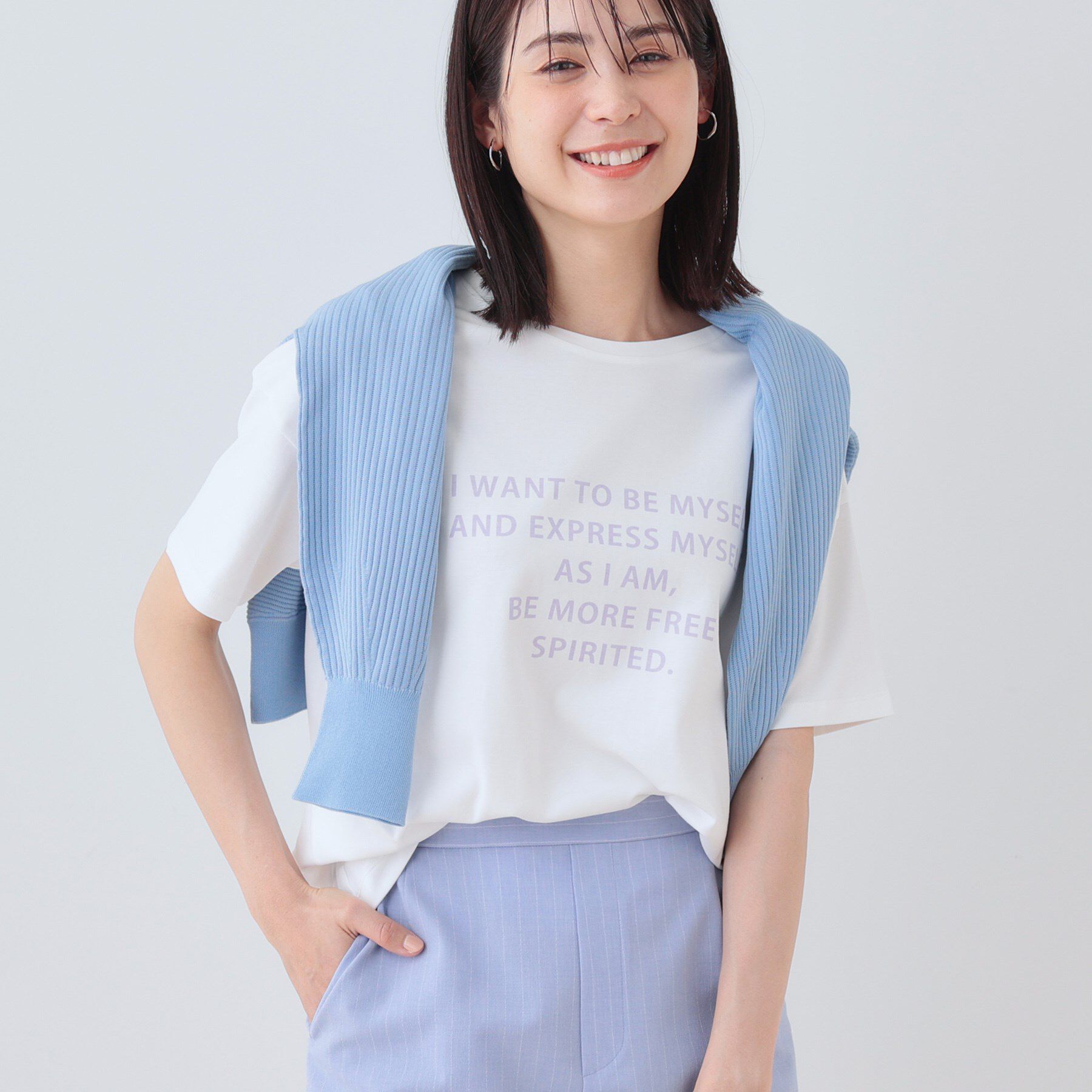 INDIVI「【洗える】ベーシックプリントTシャツ」|Tシャツ・カットソー|ホワイト(601)
