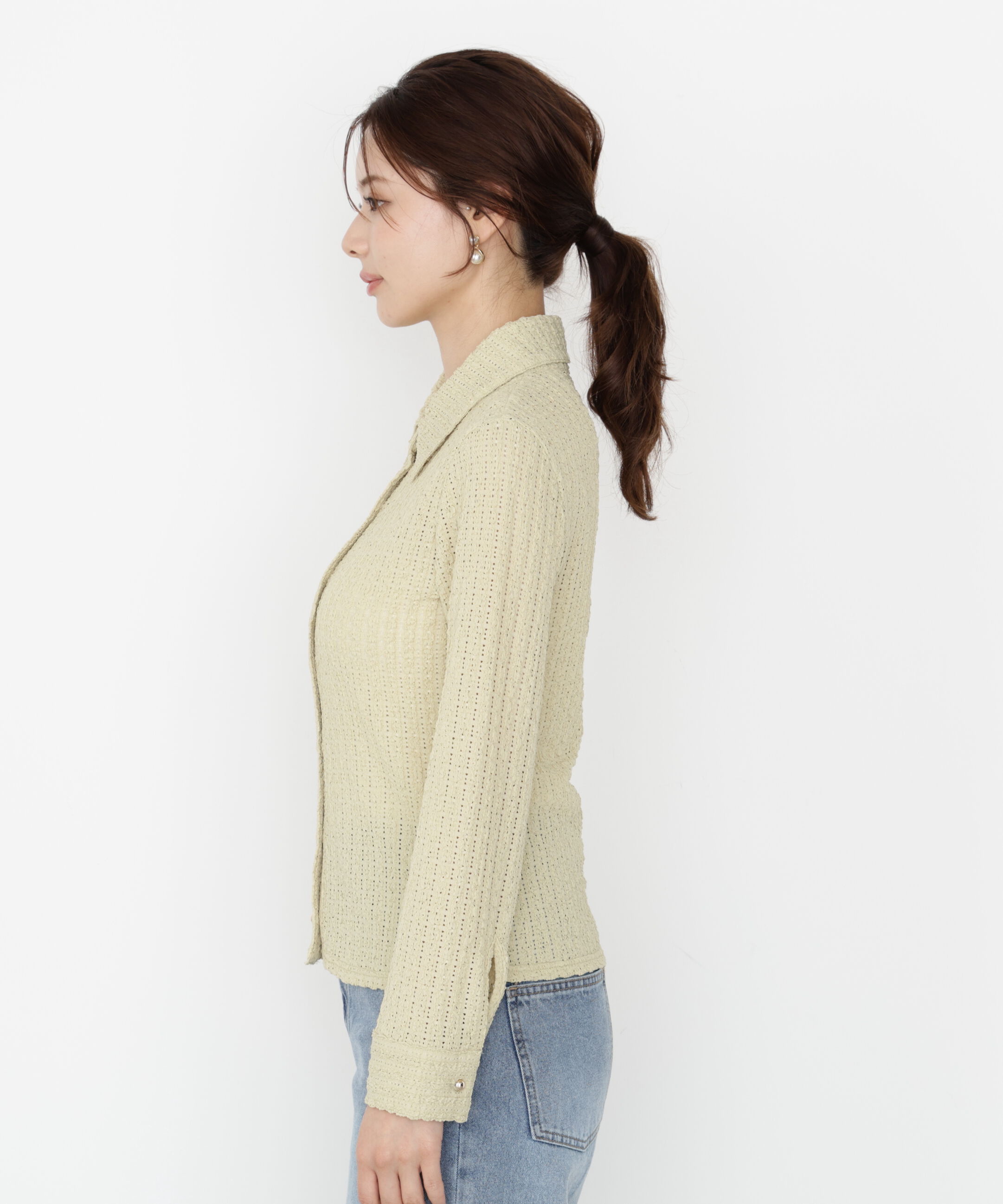 PROPORTION BODY DRESSING「＜ハンドウォッシャブル＞アイレットレースシャツ 25AW」|Tシャツ・カットソー|