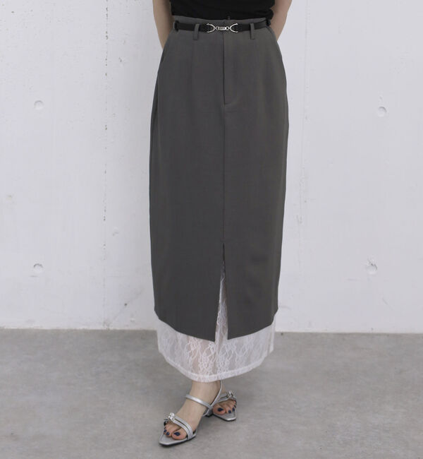 archives「【ＳＥＴ　ＵＰ対応】ベルト付レースレイヤードタイトスカート」|スカート|CHARCOAL GRAY