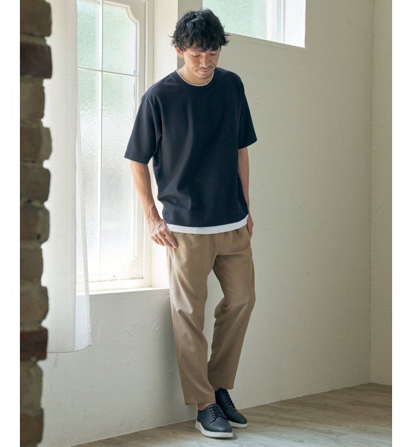 ikka「【吸水速乾】ドライ鹿の子5分袖レイヤードTシャツ」|Tシャツ・カットソー|