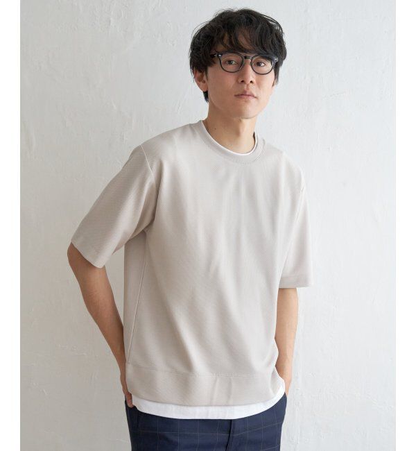 ikka「【吸水速乾】ドライ鹿の子5分袖レイヤードTシャツ」|Tシャツ・カットソー|