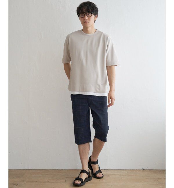 ikka「【吸水速乾】ドライ鹿の子5分袖レイヤードTシャツ」|Tシャツ・カットソー|