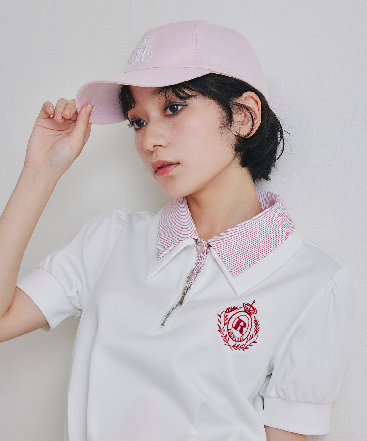 REDYAZEL「エンブレムダブルカラーカットプルオーバー」|Tシャツ・カットソー|