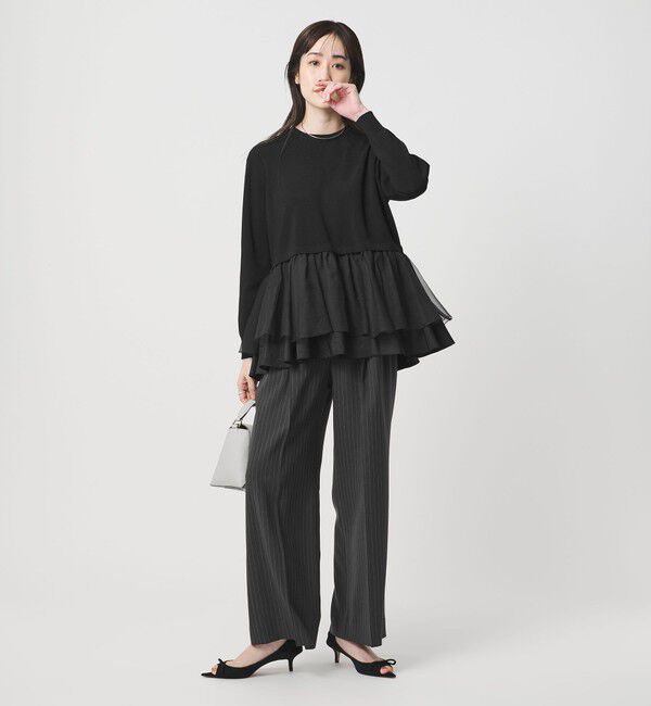 UNITED ARROWS「オーガンジー フリルコンビ ニット ‐ウォッシャブル‐」|ニット・セーター|
