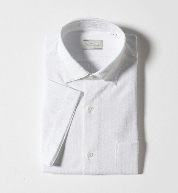 UNITED ARROWS green label relaxing「ポリエステル ラッカン ソリッド スタンダード スナップ ボタンダウン 半袖 シャツ -ストレッチ・イージー」|シャツ・ブラウス|WHITE