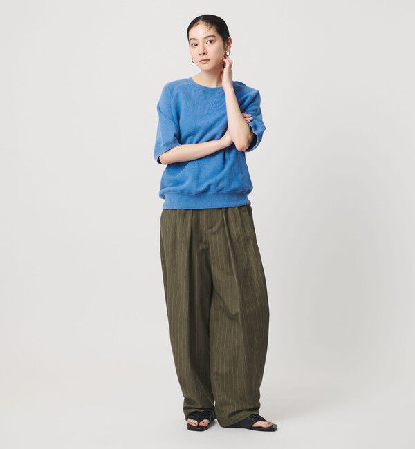 BEAUTY&YOUTH UNITED ARROWS「麻ブレンド ストライプ タブ タックパンツ」|スラックス|