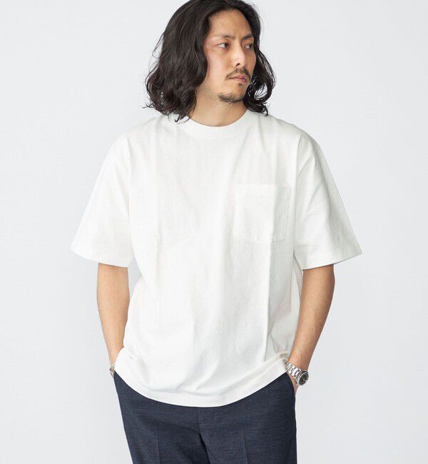 SHIPS「SHIPS: コットンUSA クルーネック ポケット Tシャツ」|Tシャツ・カットソー|ホワイト