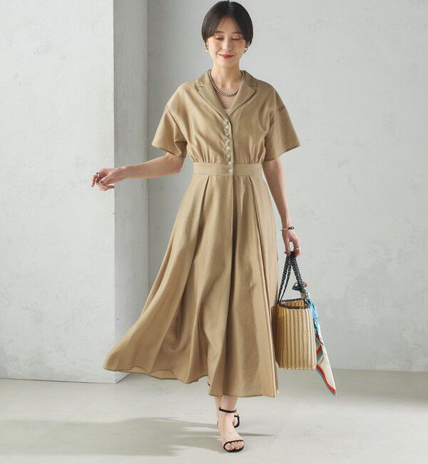 SHIPS for women「〈手洗い可能〉フロント ボタン 半袖 シャツ ワンピース」|ワンピース|