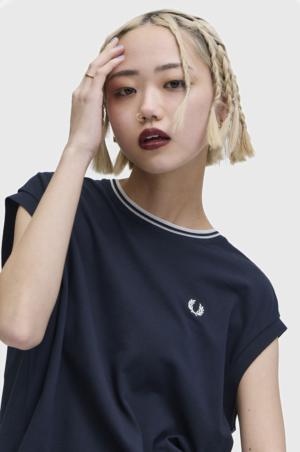 FRED PERRY 「Sheer Tipped Pique T-Shirt」|Tシャツ・カットソー|NAVY