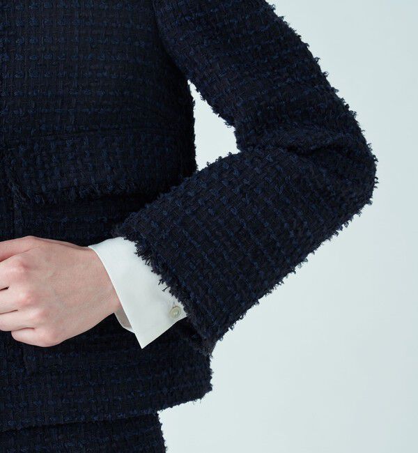専用BALLSEY ツイード　ノーカラー　ジャケット　ネイビー　フォーマル Ballsey（ボールジィ） ジャケット ノーカラージャケット ラメミックス