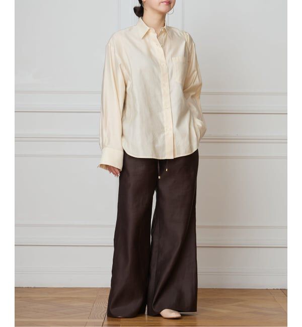 IENA LA BOUCLE「《洗濯機洗い可》IENA LA BOUCLE コットンサテンシャツ」|シャツ・ブラウス|
