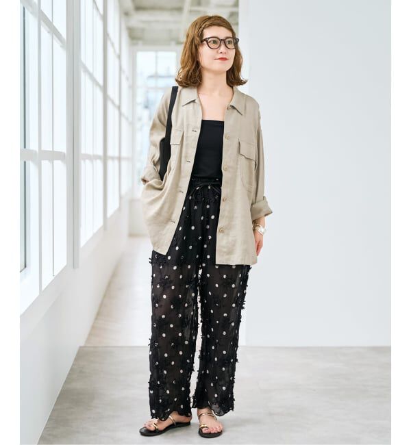 Spick and Span「《洗濯機洗い可》リネンミックスストレッチシャツジャケット」|その他|
