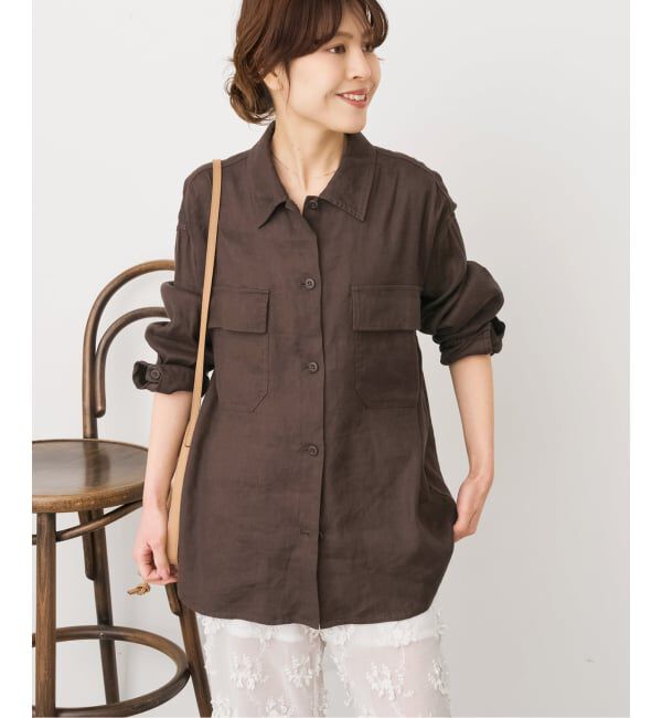 Spick and Span「《洗濯機洗い可》リネンミックスストレッチシャツジャケット」|その他|