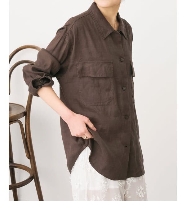 Spick and Span「《洗濯機洗い可》リネンミックスストレッチシャツジャケット」|その他|