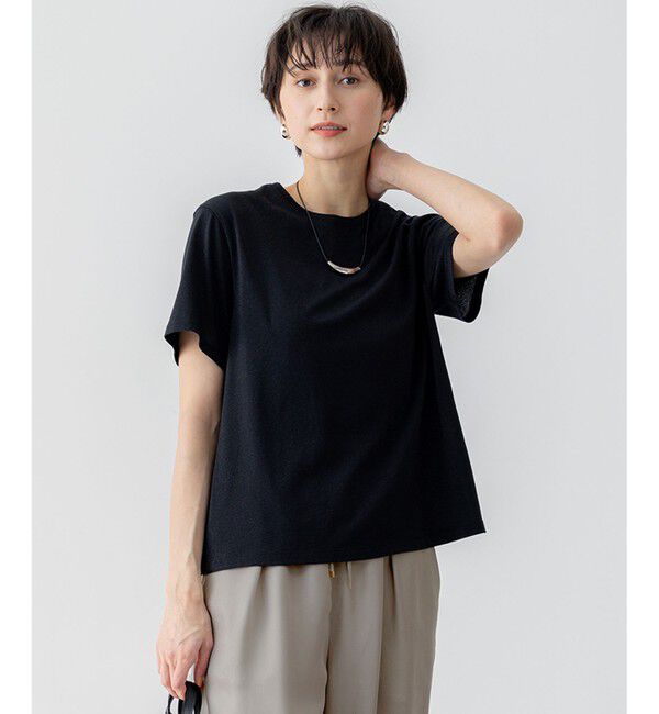 23区「【洗える】ラメジャージ TEE」|Tシャツ・カットソー|ブラック系