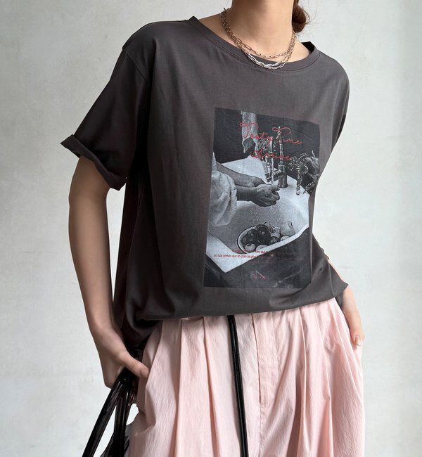  「【WEB限定】フォトTEE」|Tシャツ・カットソー|チャコールグレー
