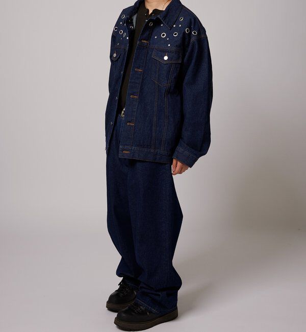  「【UNISEX/ユニセックス】アイレットデニムジャケット」|ブルゾン・スタジャン|