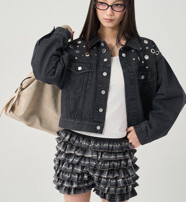  「【UNISEX/ユニセックス】アイレットデニムジャケット」|ブルゾン・スタジャン|