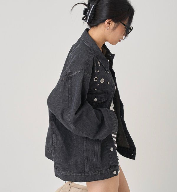  「【UNISEX/ユニセックス】アイレットデニムジャケット」|ブルゾン・スタジャン|
