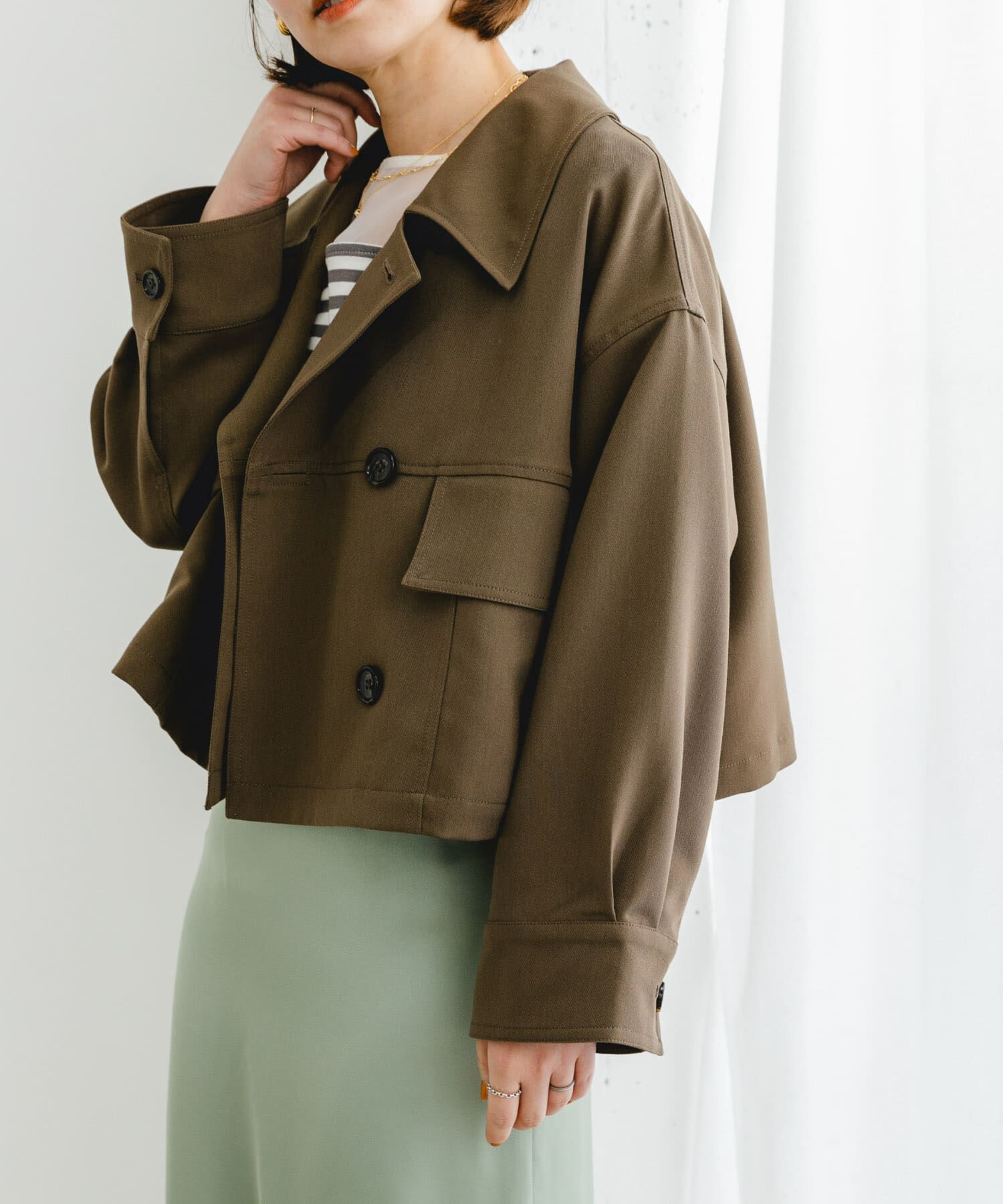 URBAN RESEARCH ROSSO「F by ROSSO　ビッグカラーダブルショートコート」|ノーカラーコート|