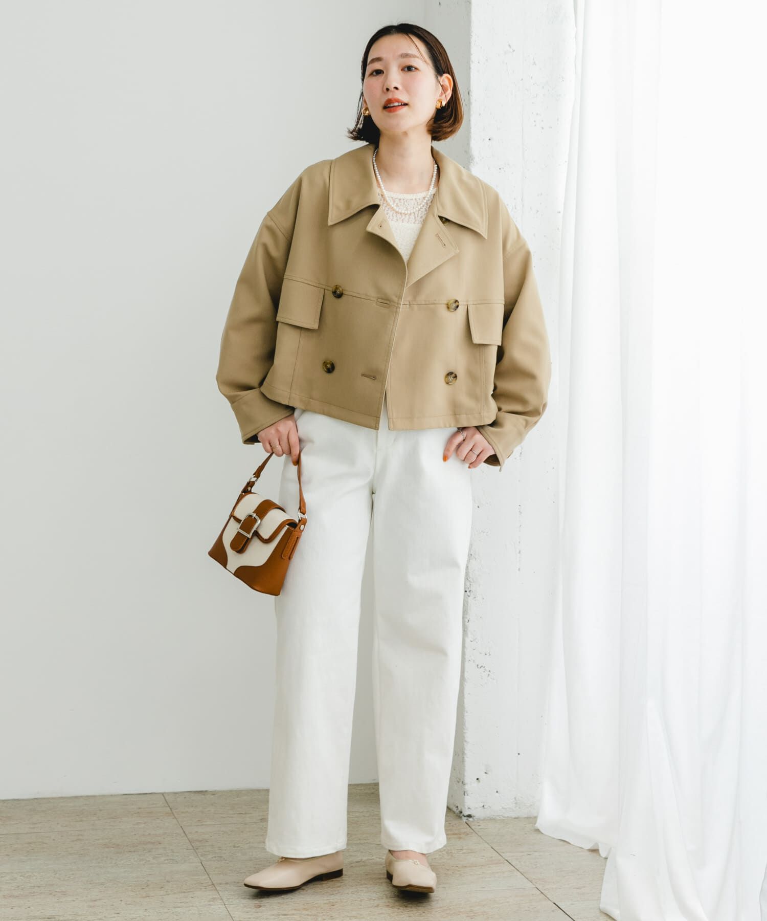 URBAN RESEARCH ROSSO「F by ROSSO　ビッグカラーダブルショートコート」|ノーカラーコート|
