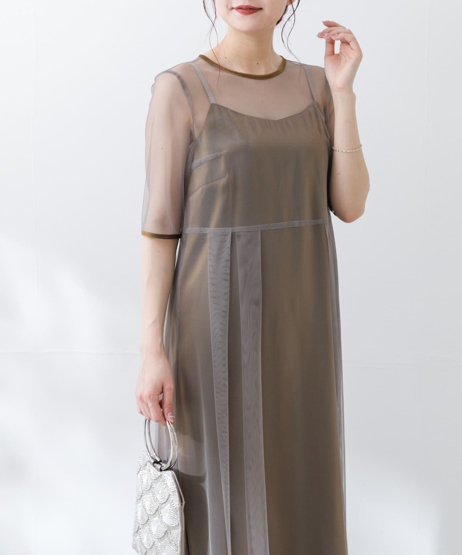 URBAN RESEARCH ROSSO「kaene　シャンブレーキャミドッキングドレス(lo)」|ワンピース|