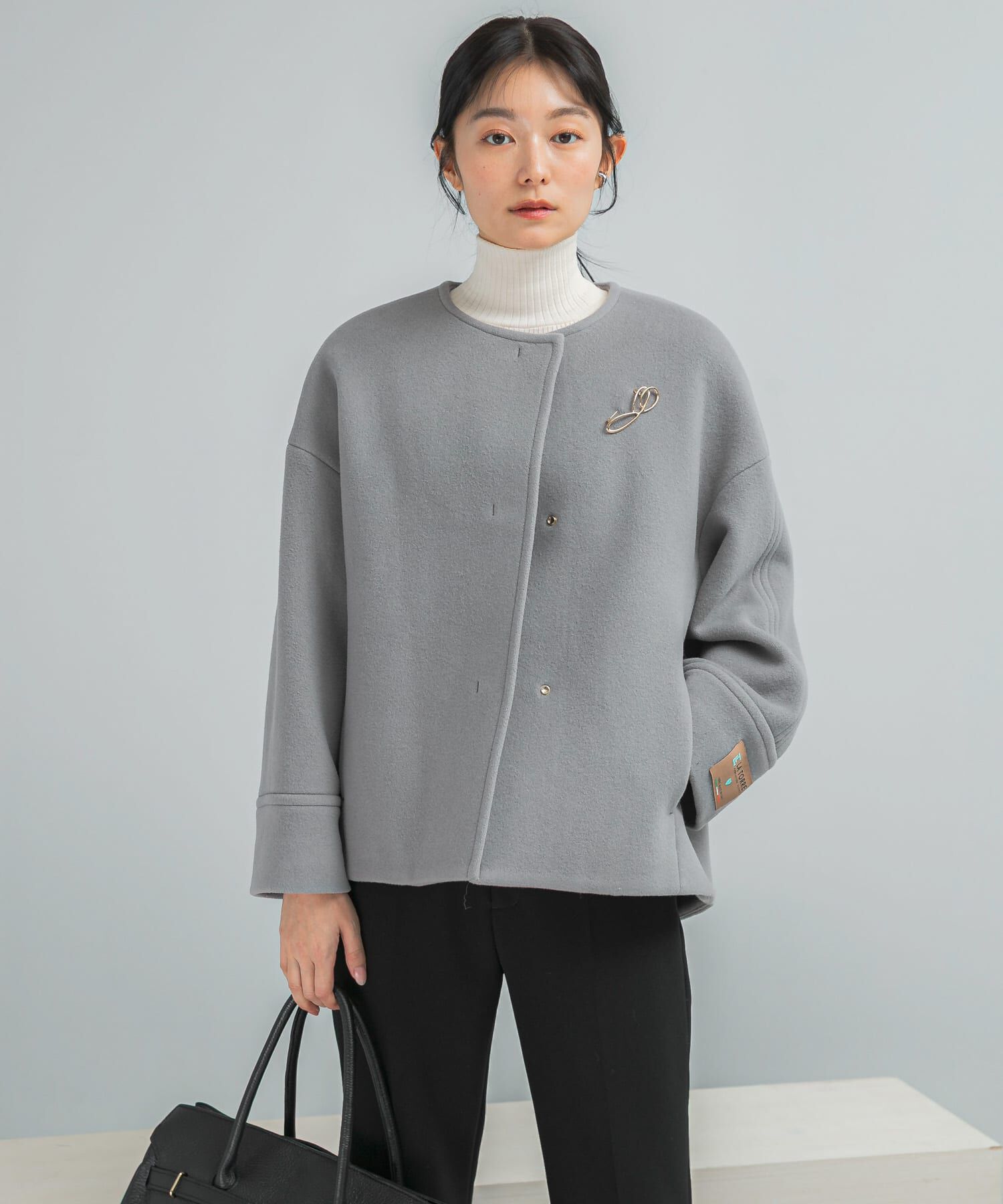 URBAN RESEARCH ROSSO「LA TORREショートノーカラーコート」|ノーカラーコート|
