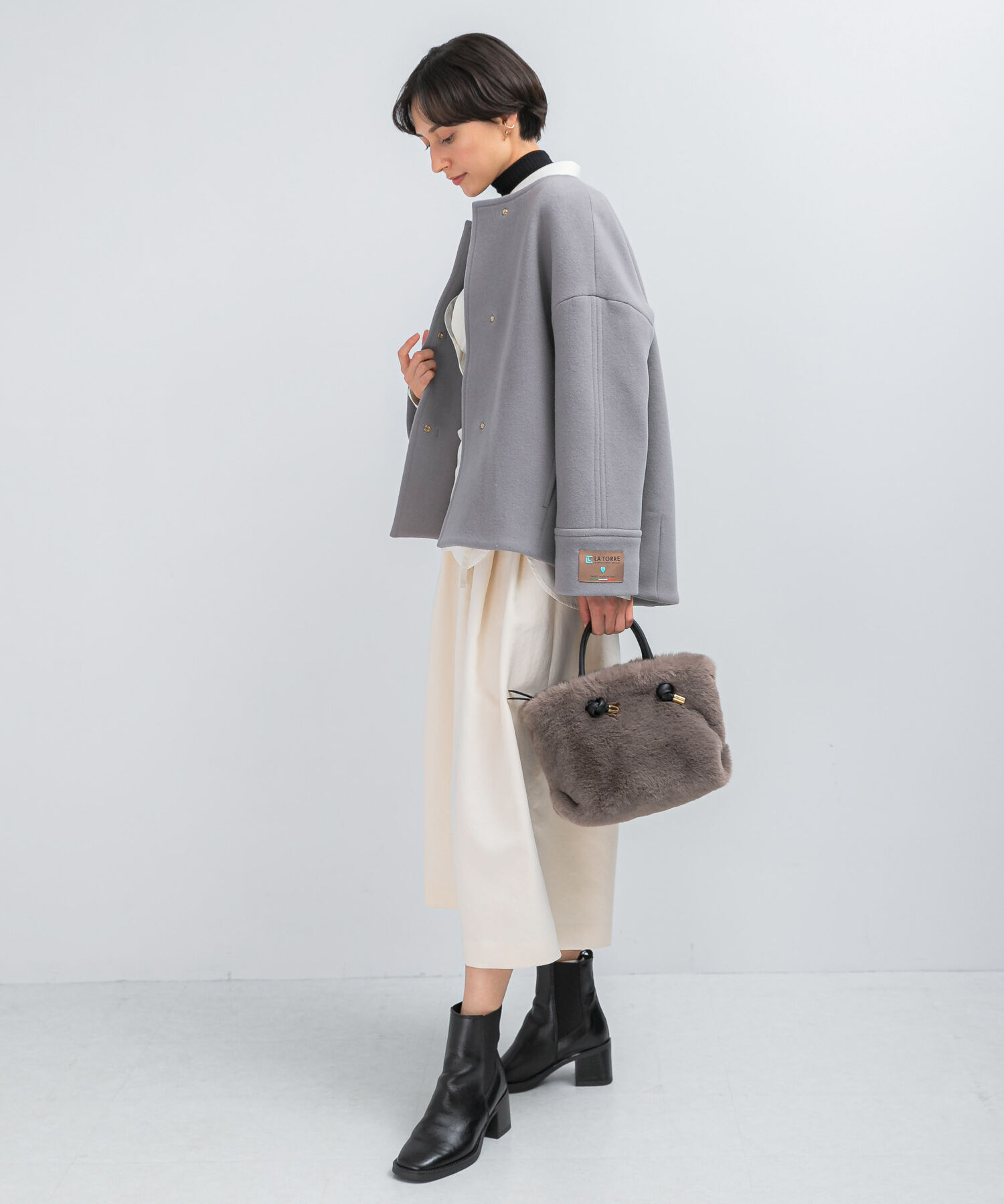 URBAN RESEARCH ROSSO「LA TORREショートノーカラーコート」|ノーカラーコート|