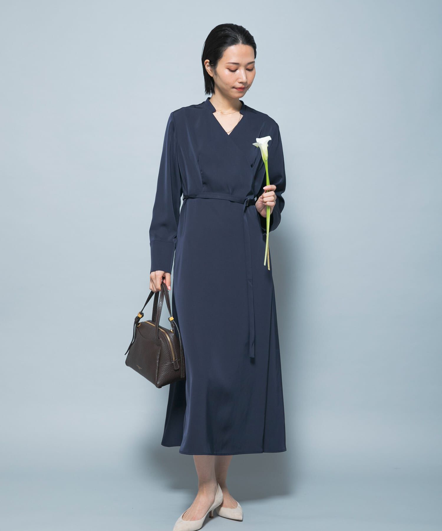 URBAN RESEARCH ROSSO「ベルト付カシュクールサテンワンピース」|ワンピース|