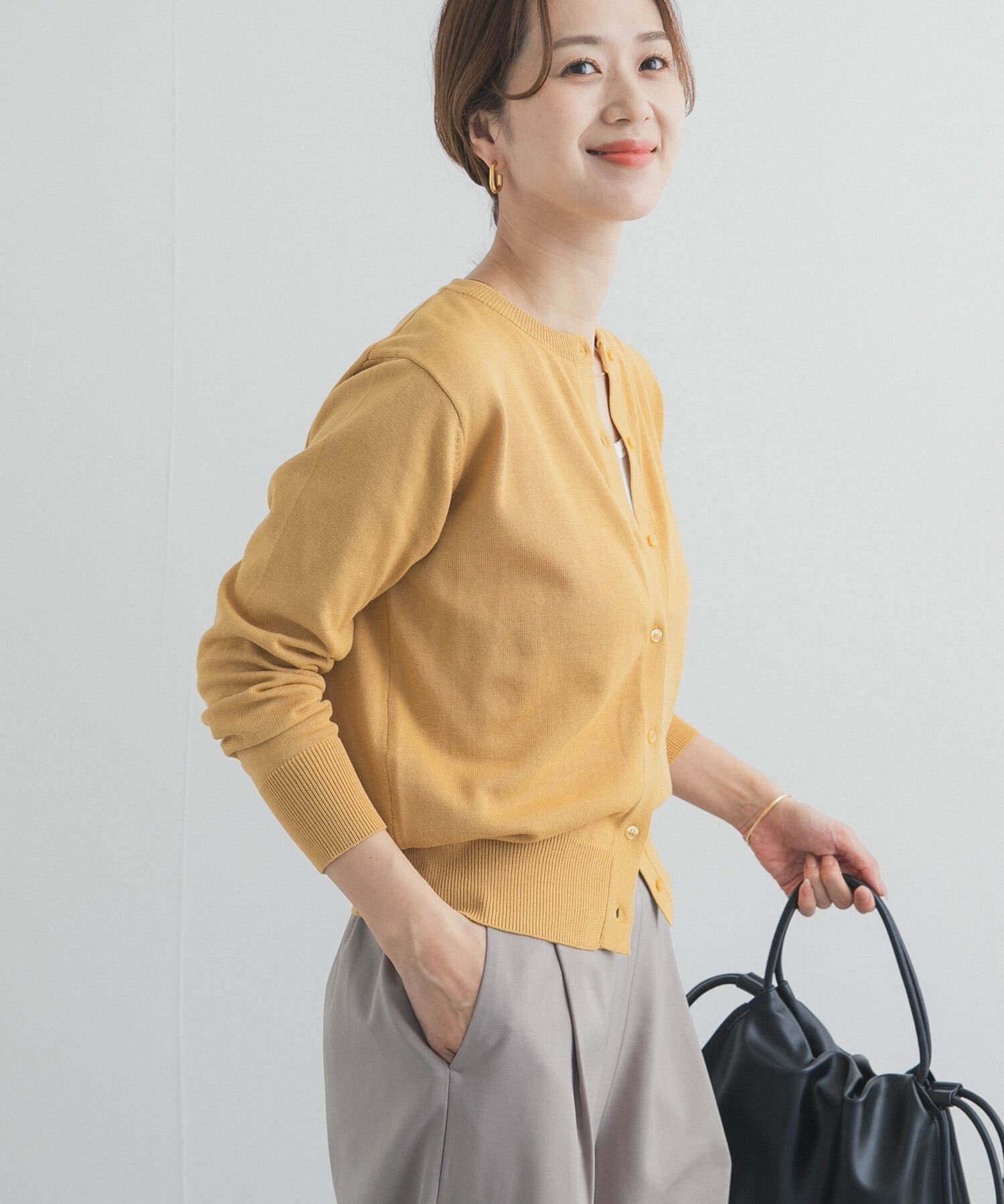 URBAN RESEARCH DOORS「オーガニックコットンクルーネックカーディガン」|カーディガン|