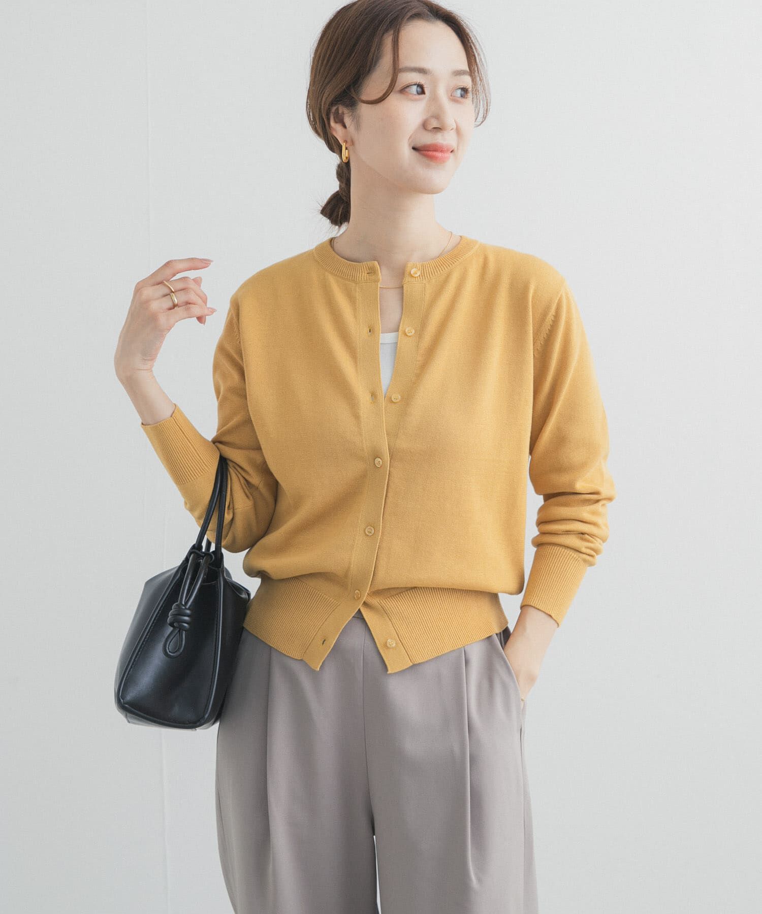 URBAN RESEARCH DOORS「オーガニックコットンクルーネックカーディガン」|カーディガン|