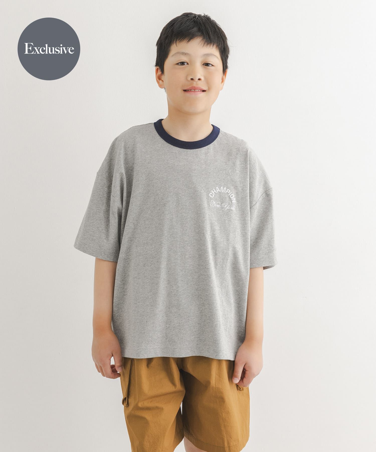 URBAN RESEARCH DOORS「『150サイズ』『別注』CHAMPION&times;DOORS　リンガー刺繍ロゴTシャツ(KIDS)」|その他|グレー