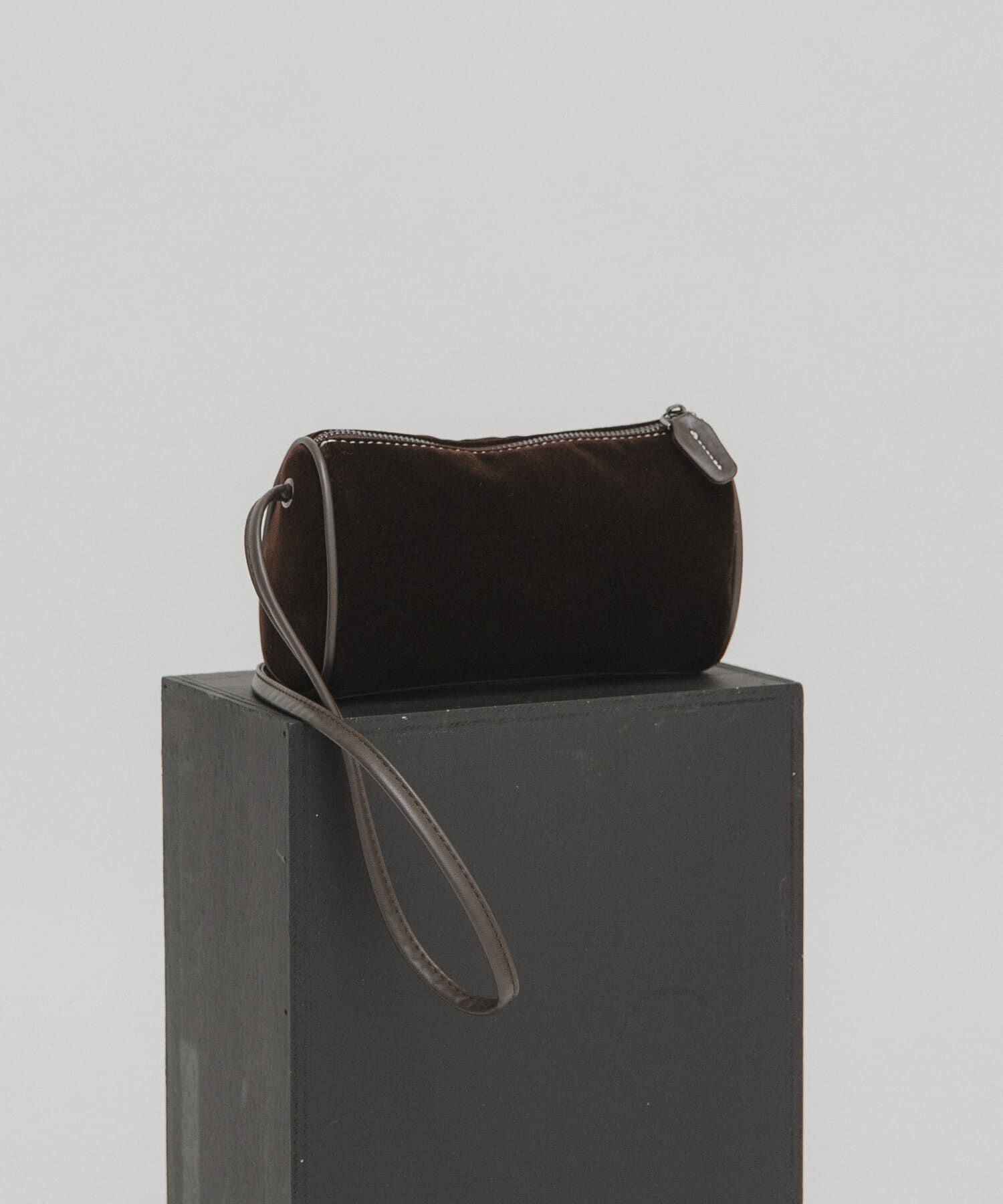  「ステッチデザインベロアミニBAG」|ショルダー・メッセンジャー|ブラウン
