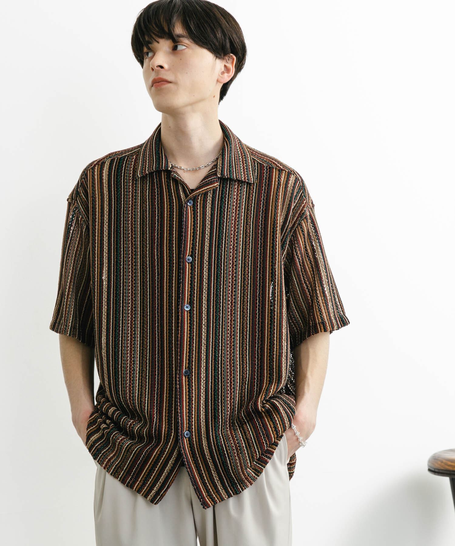 SENSE OF PLACE by URBAN RESEARCH「『ユニセックス』アソートレースオープンカラーショートスリーブシャツ」|シャツ・ブラウス|