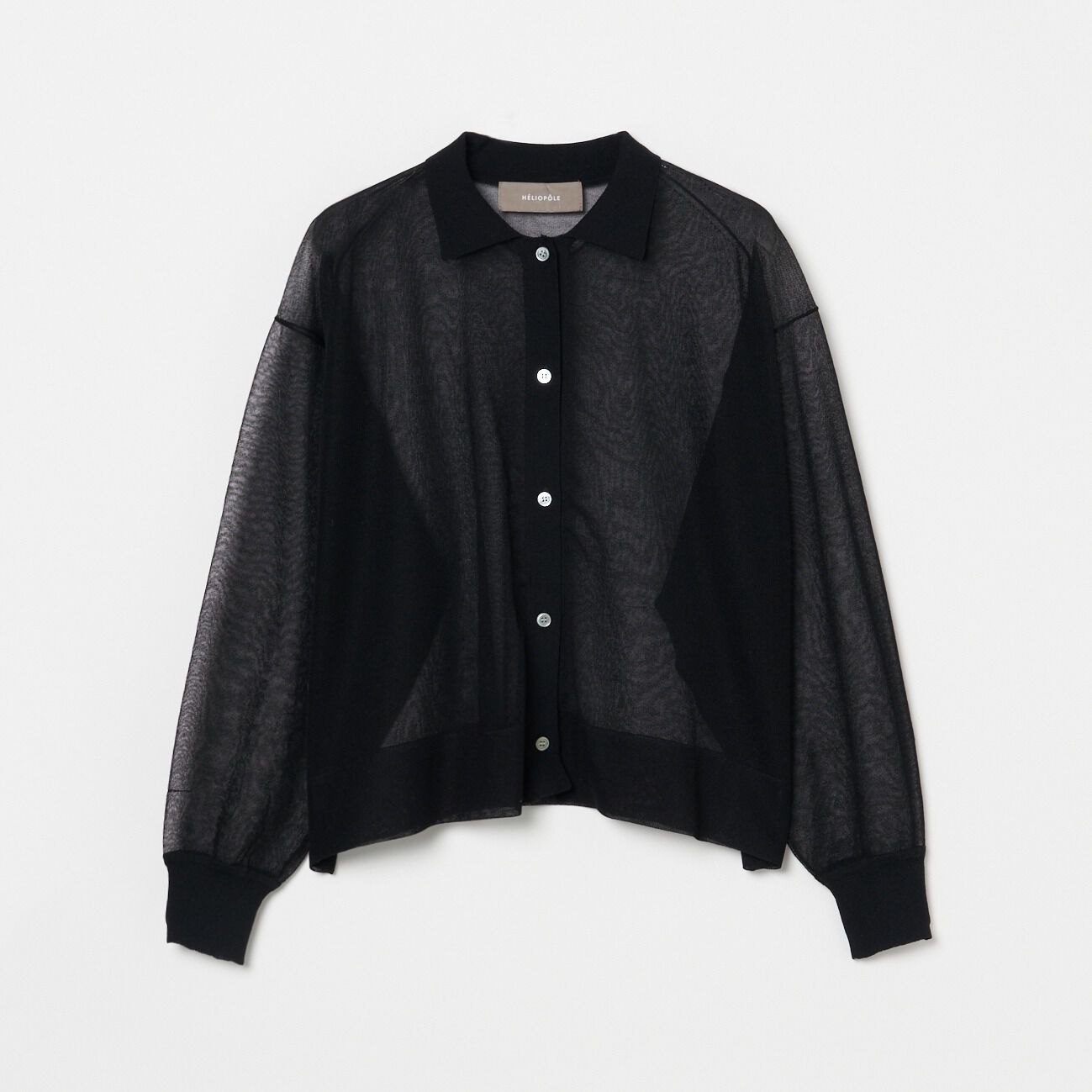 HELIOPOLE「HELIOPOLE SHEER  POLO CARDIGAN」|ニット・セーター|ブラック