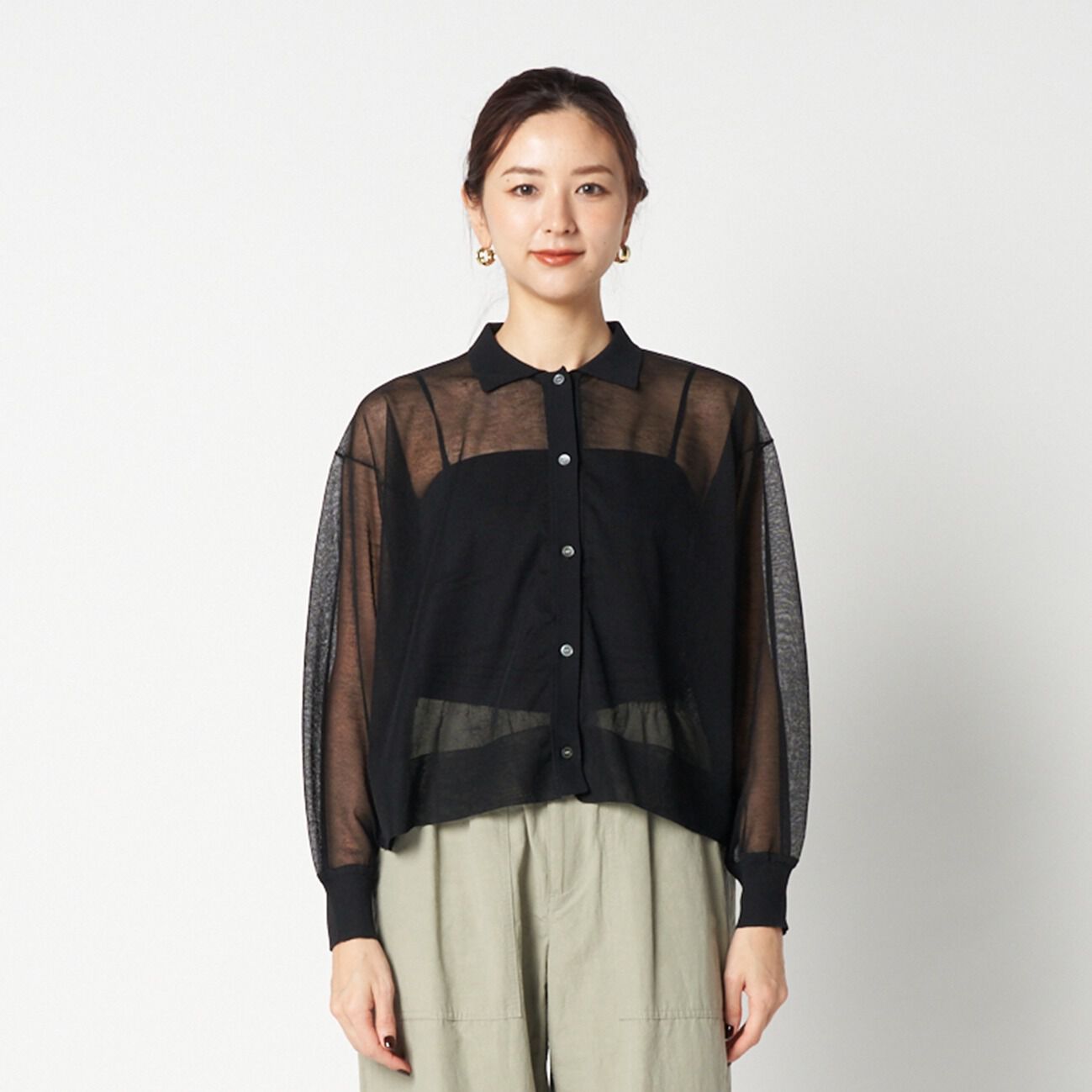 HELIOPOLE「HELIOPOLE SHEER  POLO CARDIGAN」|ニット・セーター|