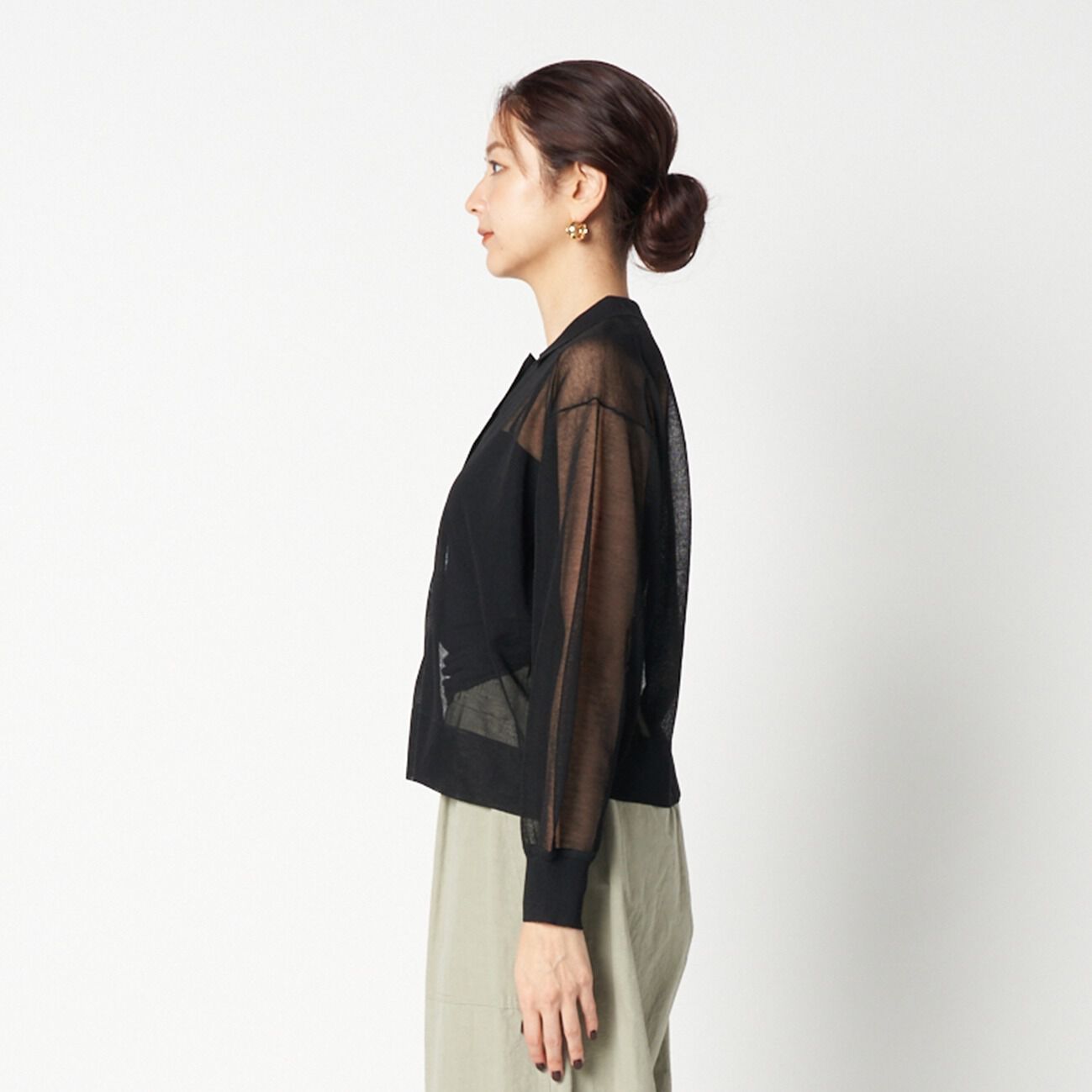 HELIOPOLE「HELIOPOLE SHEER  POLO CARDIGAN」|ニット・セーター|