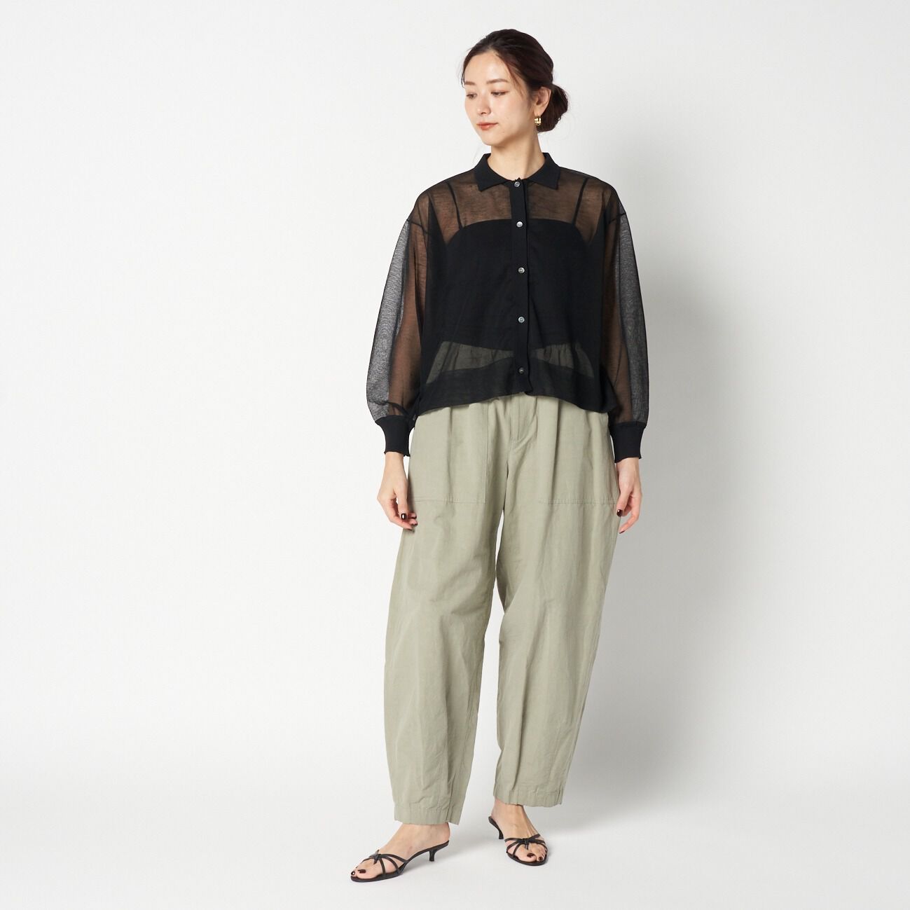 HELIOPOLE「HELIOPOLE SHEER  POLO CARDIGAN」|ニット・セーター|
