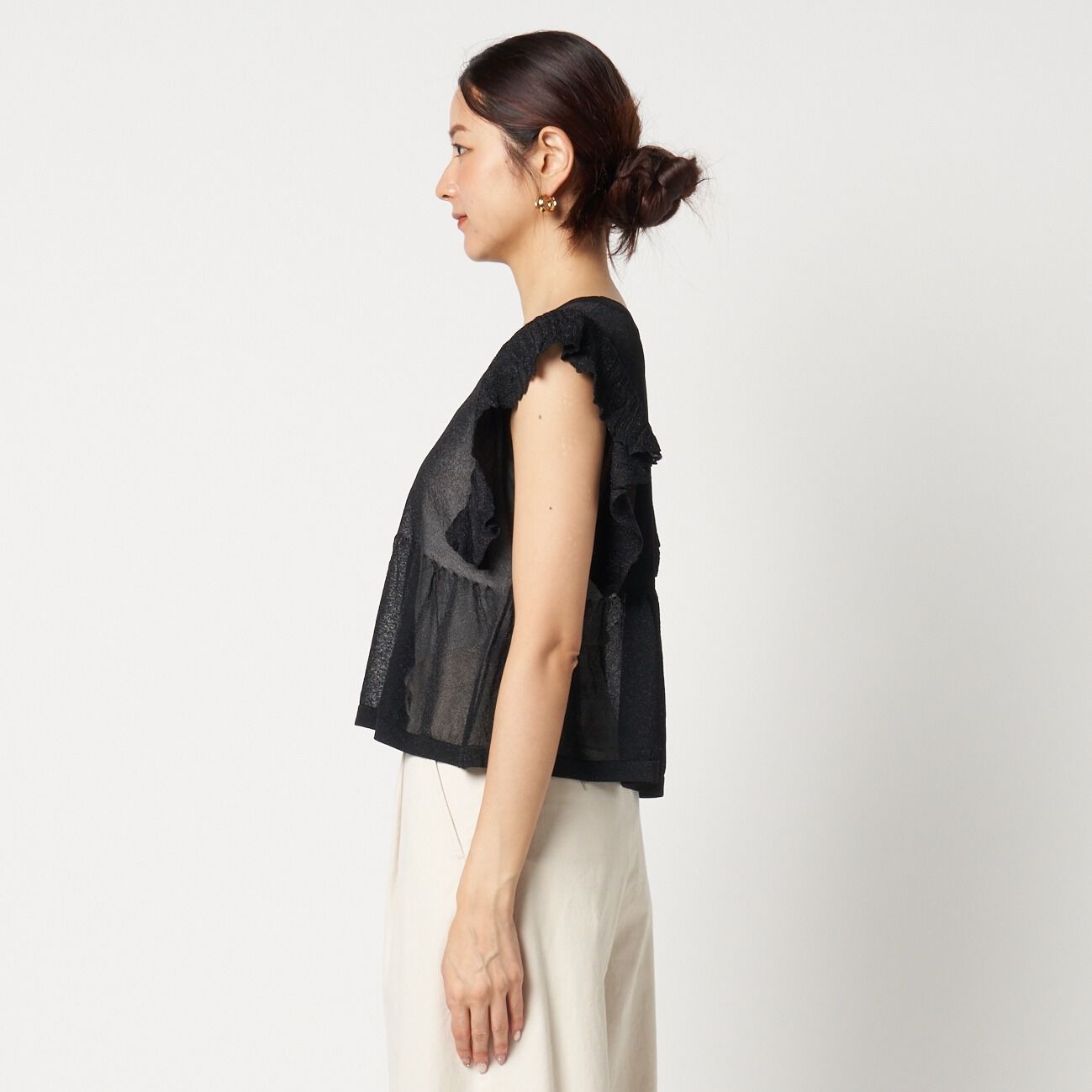  「three dots RUFFLE TOP」|ニット・セーター|