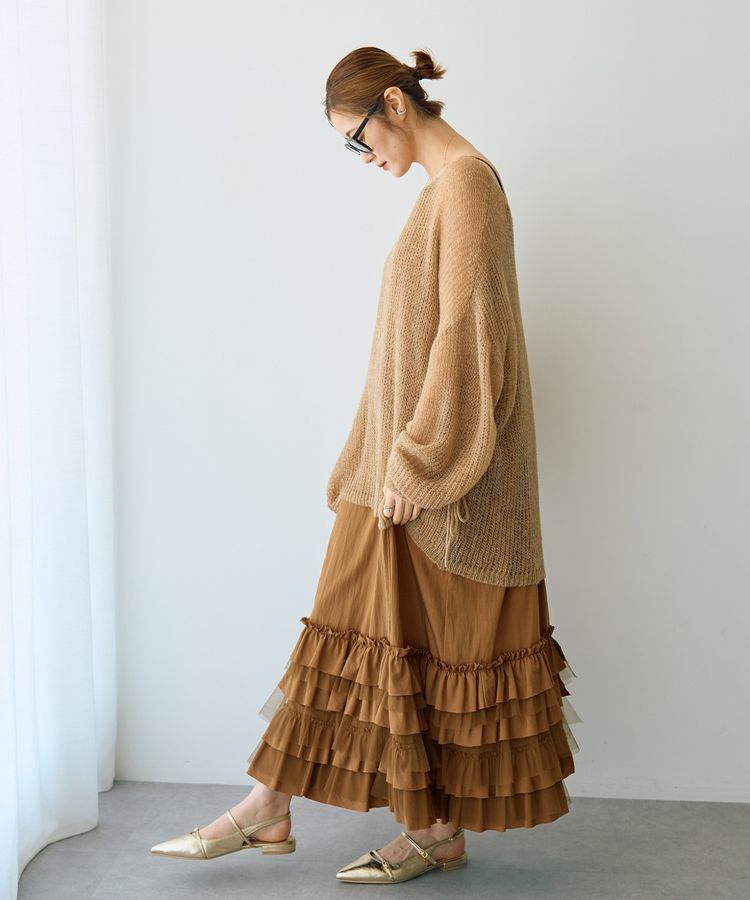 Editt by YECCA VECCA「袖シャーリングシアーニット」|ニット・セーター|