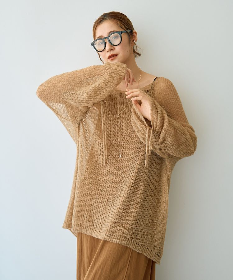 Editt by YECCA VECCA「袖シャーリングシアーニット」|ニット・セーター|