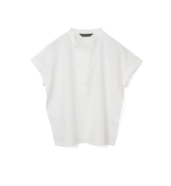 mizuiro ind「mizuiro ind コットンリネンアシンメトリーカラーシャツ」|シャツ・ブラウス|