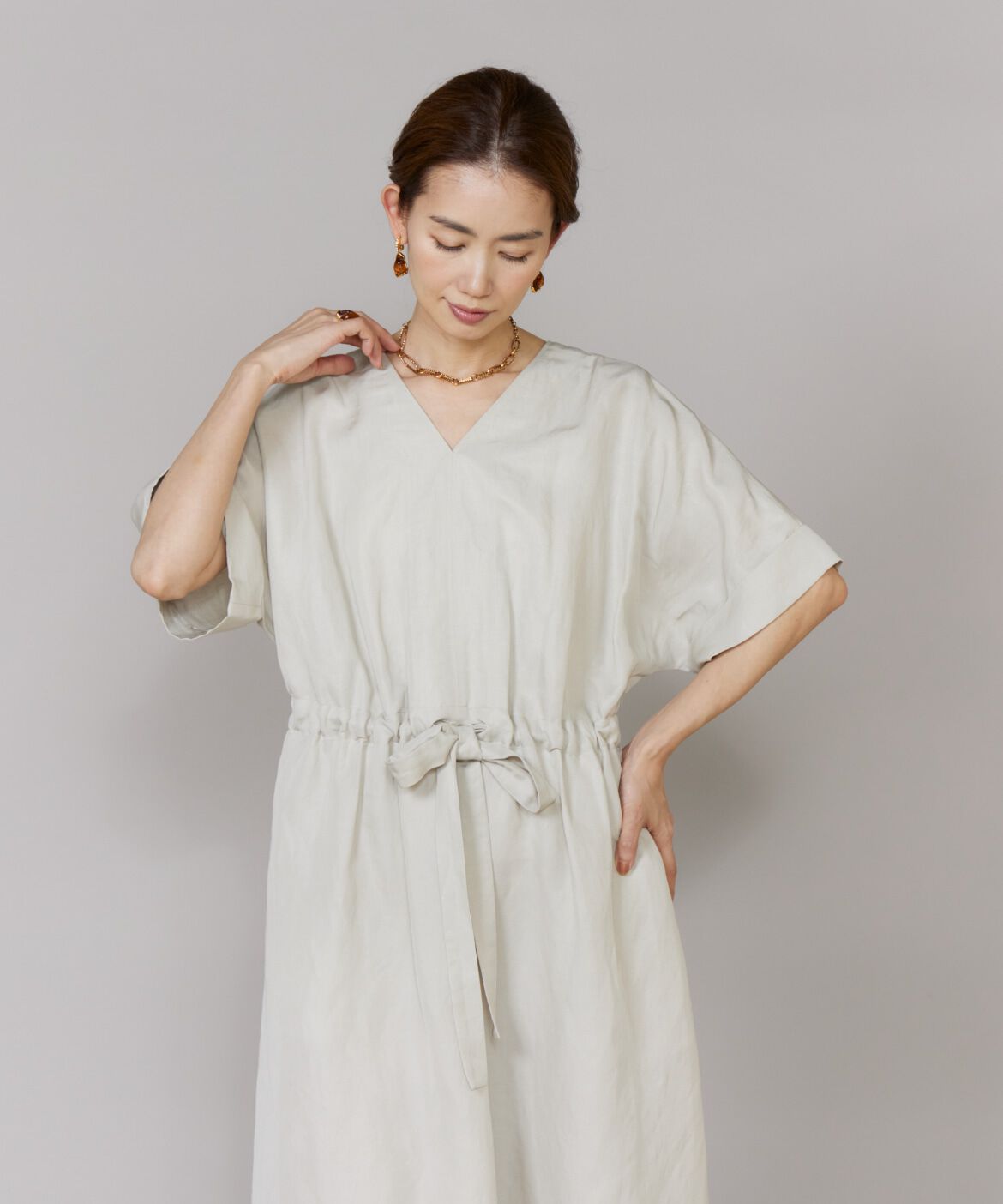 Le Souk「《大きいサイズ》ギャザーウエストワンピース」|ワンピース|