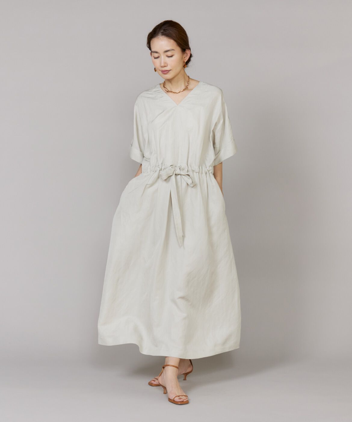 Le Souk「《大きいサイズ》ギャザーウエストワンピース」|ワンピース|