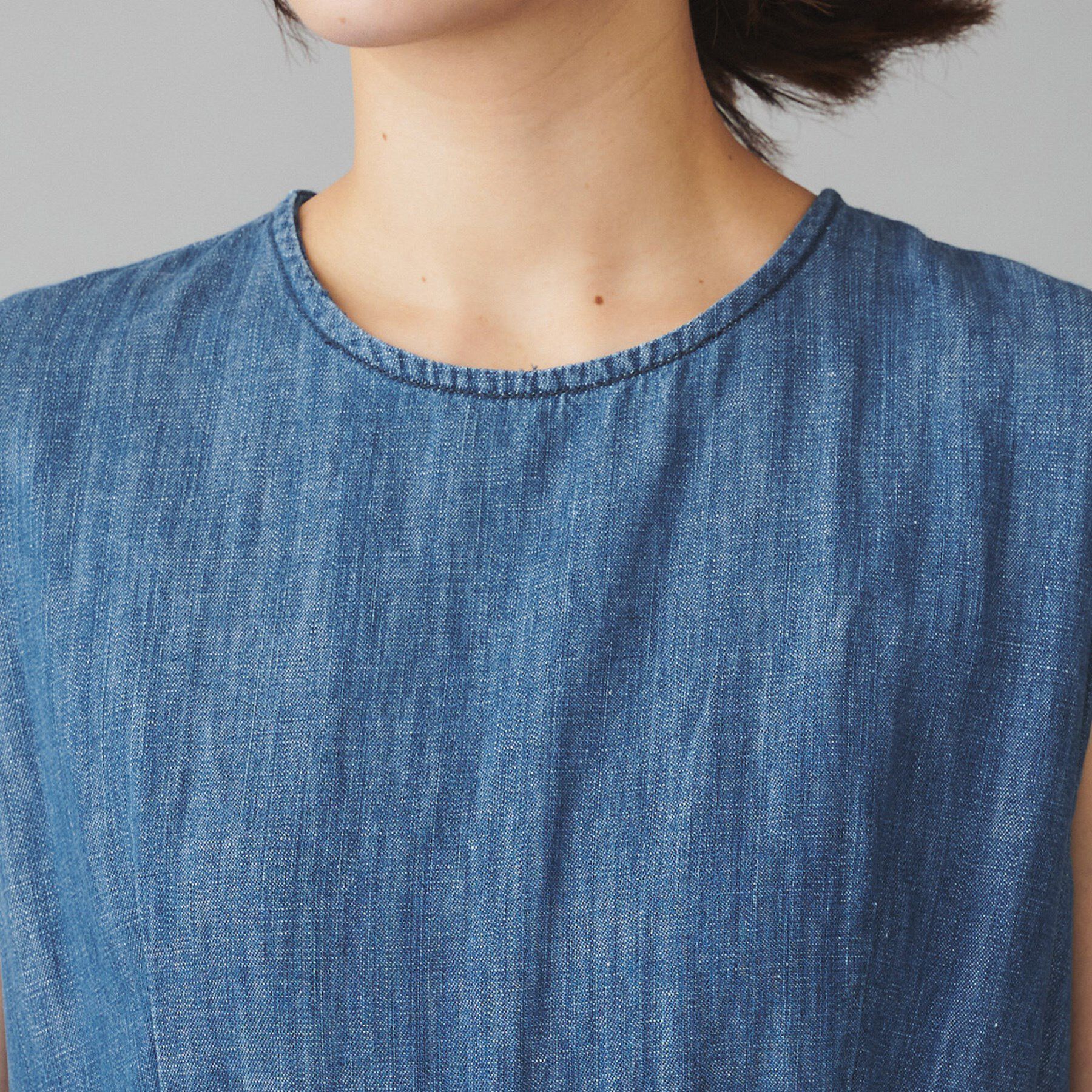 UNTITLED「【Healthy DENIM】Breezy Blueberryノースリーブ ティアード ワンピース」|ワンピース|
