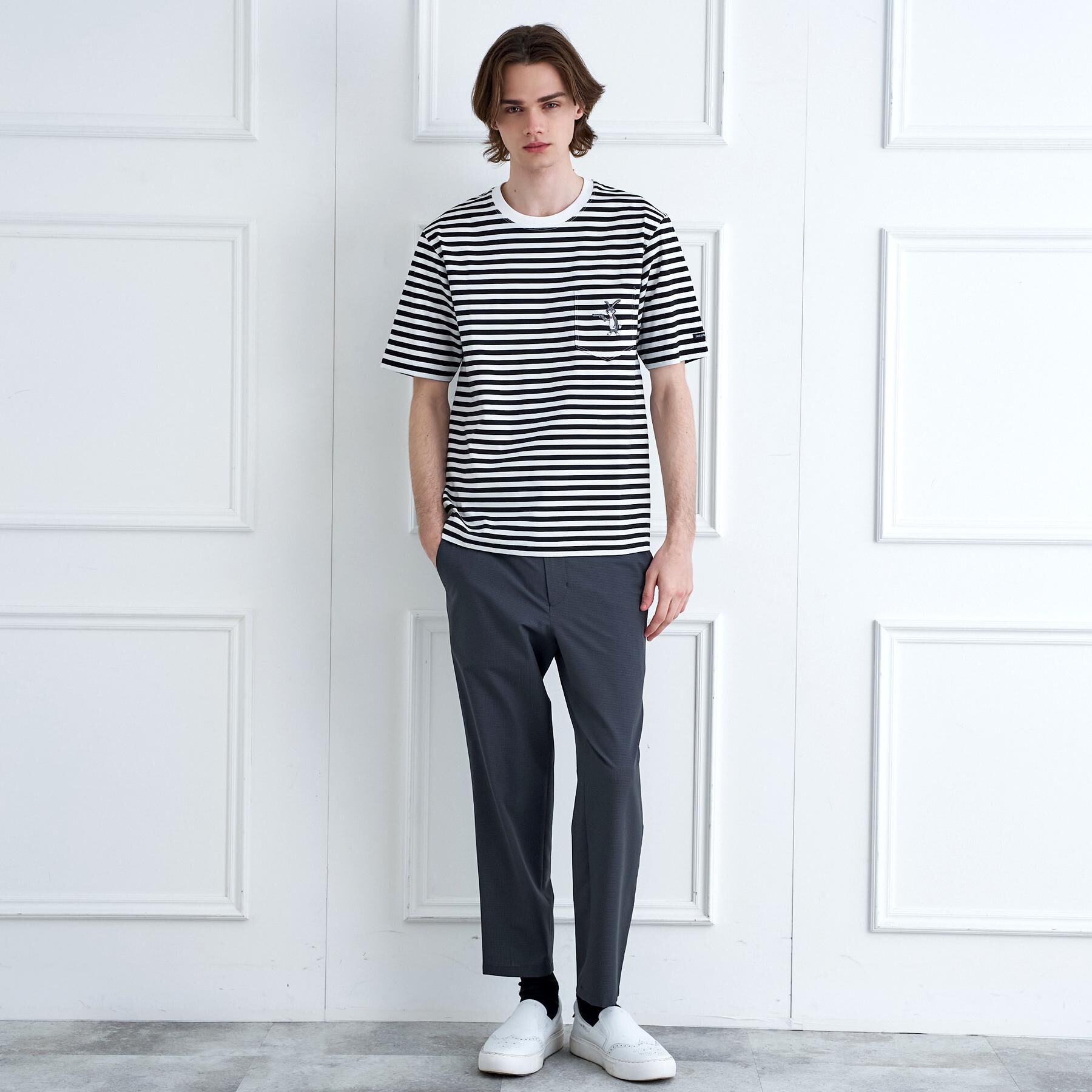 DRESSTERIOR「【接触冷感／抗菌防臭／消臭】ICE CLEAR COTTON ボーダーTシャツ」|Tシャツ・カットソー|
