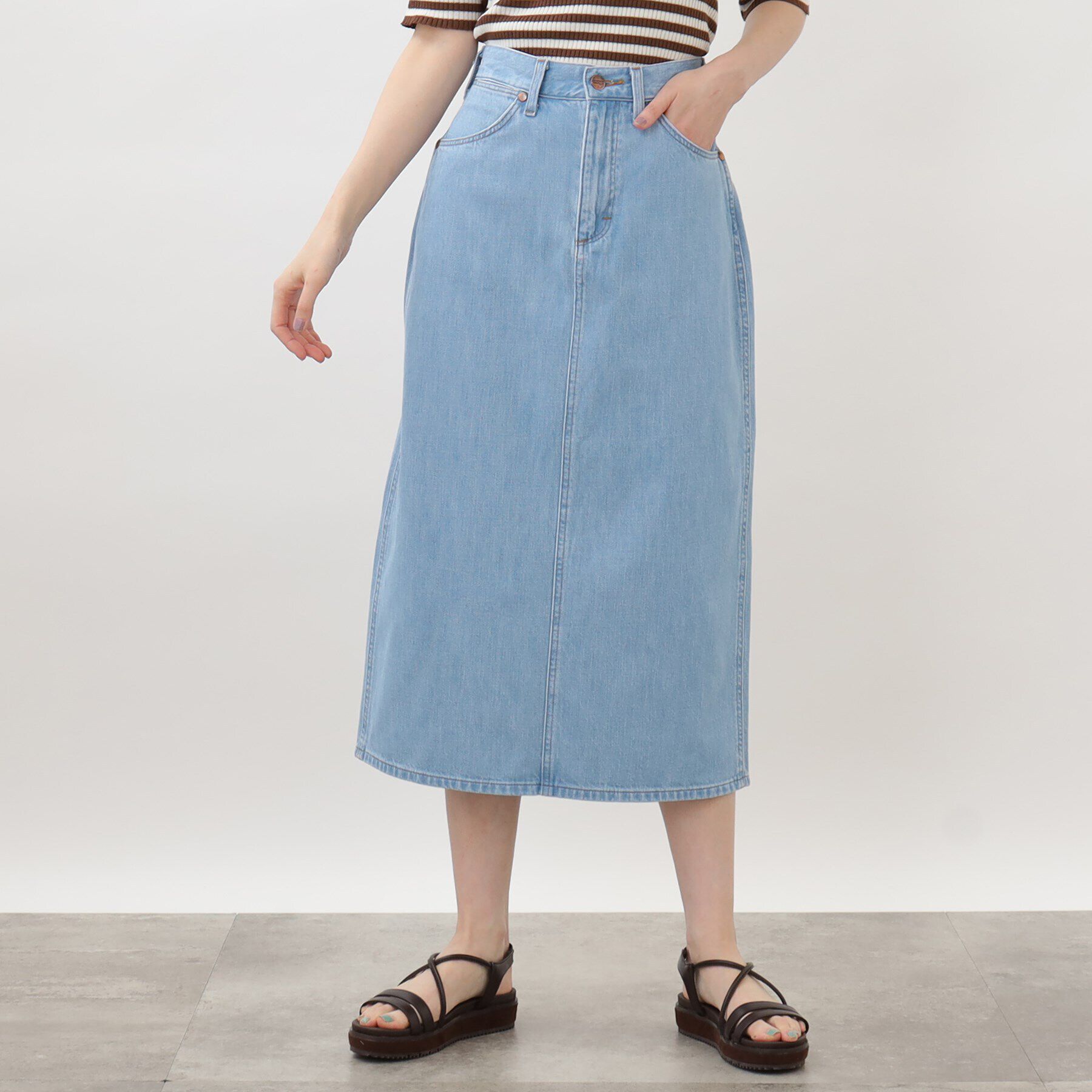 grove「【別注】Wrangler デニムスカート」|スカート|サックス(090)
